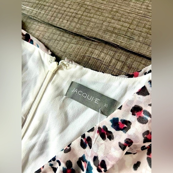 NWT JACQUI E Dress Leopard Cheetah 10 Animal Print Black Pink White Office - Picture 4 of 4